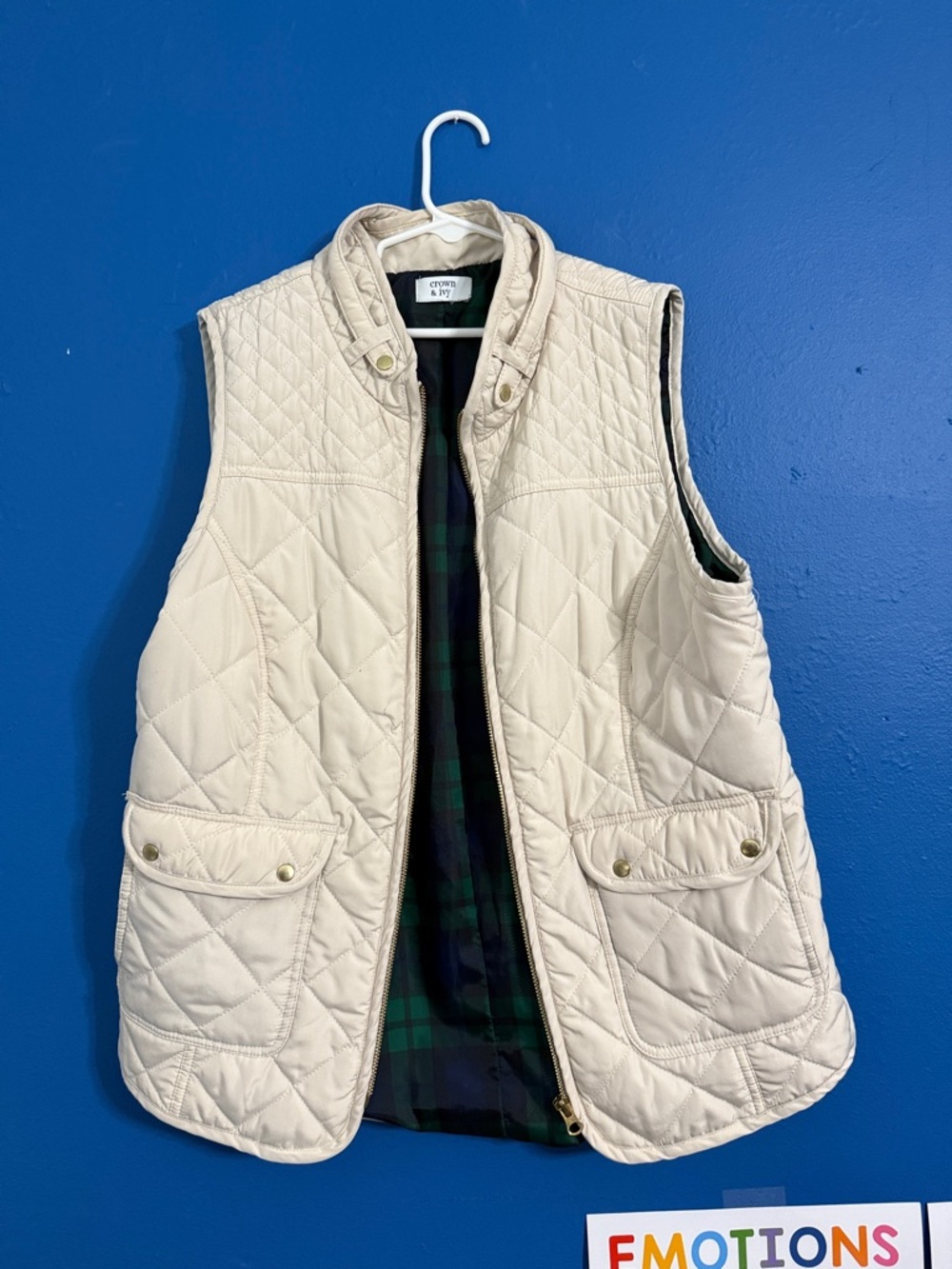 croft & barrow Ivory Quilted Puffer Vest